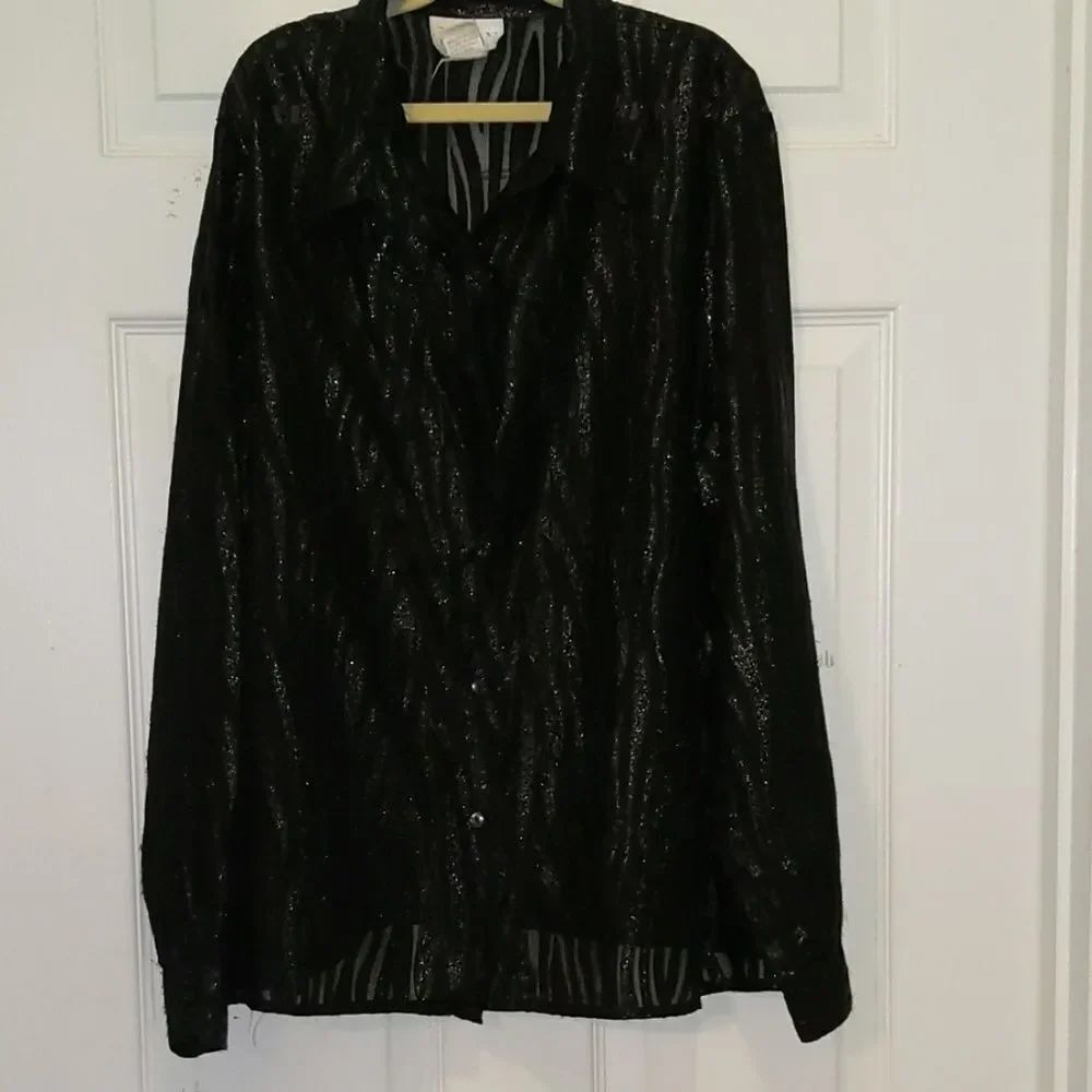 Jordan sheer animal stripe blouse Sz L